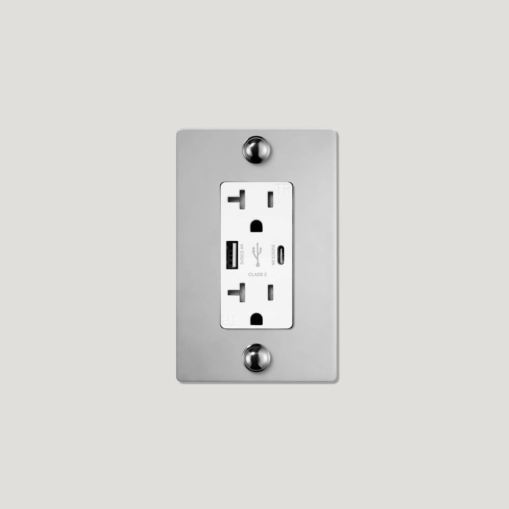 JASPER 1G 20A USB Outlet - Polished Nickel