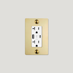 JASPER 1G 20A USB Outlet - Unlacquered Brass