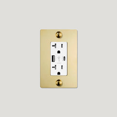 Plank Hardware JASPER 1G 20A USB Outlet - Unlacquered Brass