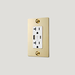 Plank Hardware JASPER 1G 20A USB Outlet - Unlacquered Brass