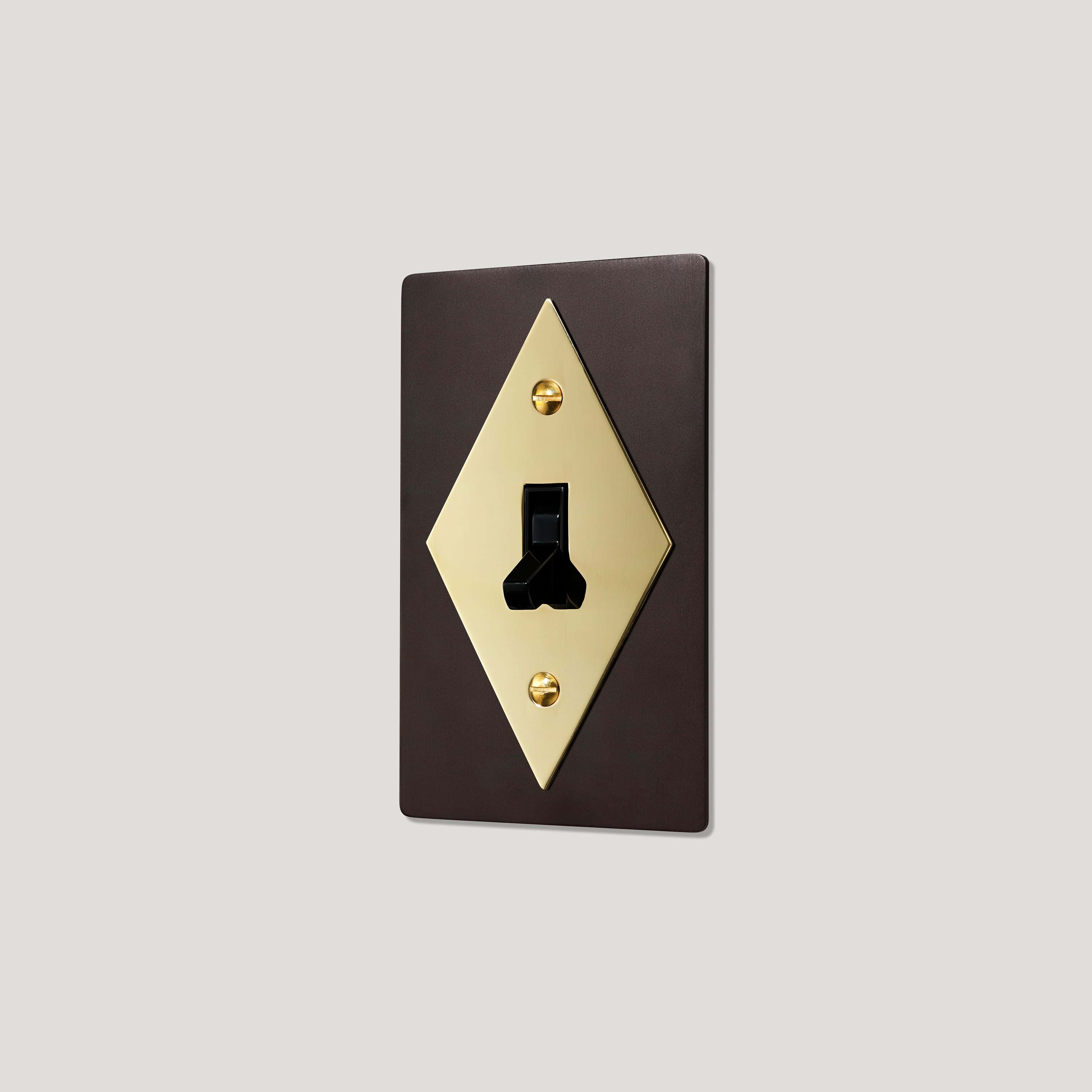 Plank Hardware JASPER 1G Diamond Toggle Switch - Blackened Bronze / Unlacquered Brass
