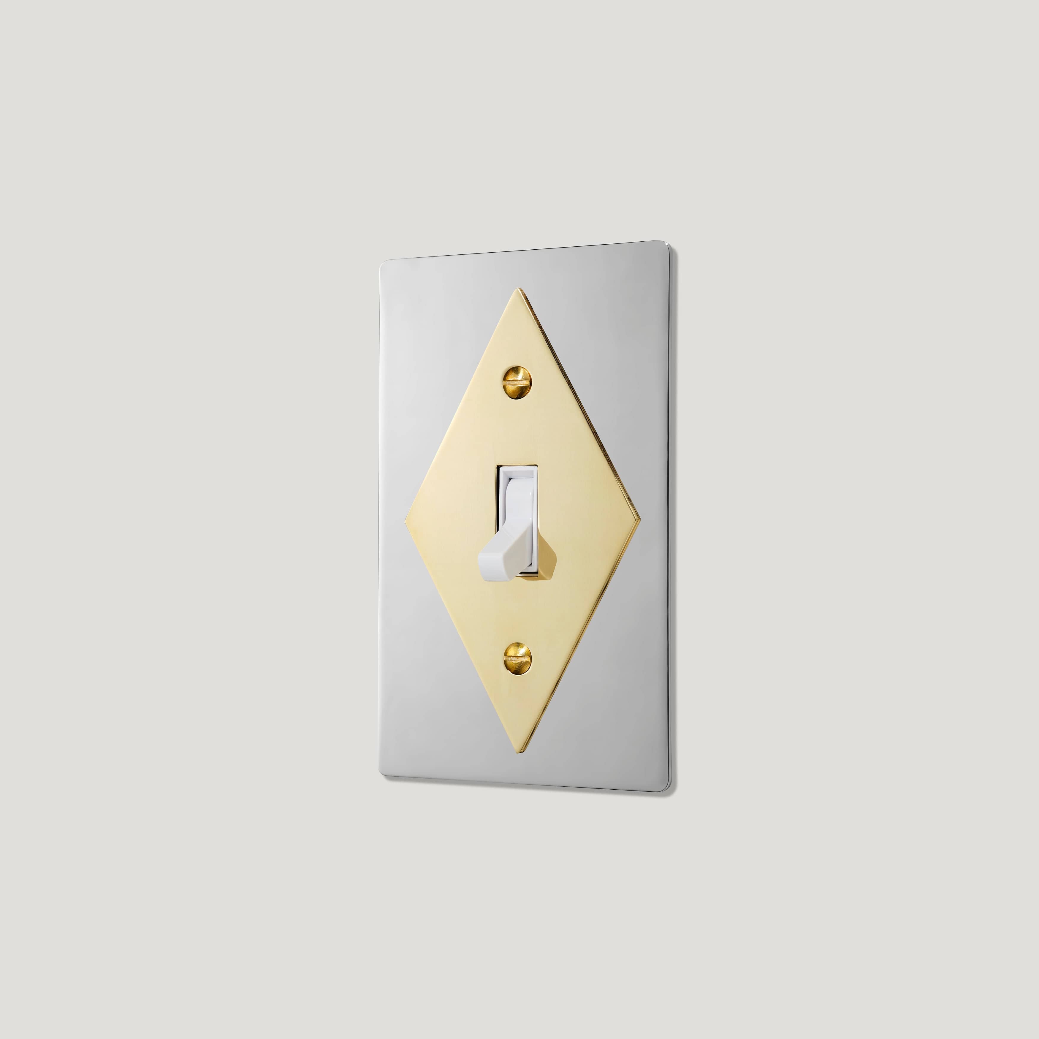Plank Hardware JASPER 1G Diamond Toggle Switch - Polished Nickel / Unlacquered Brass