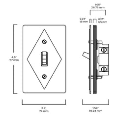 Plank Hardware JASPER 1G Diamond Toggle Switch - Polished Nickel / Unlacquered Brass