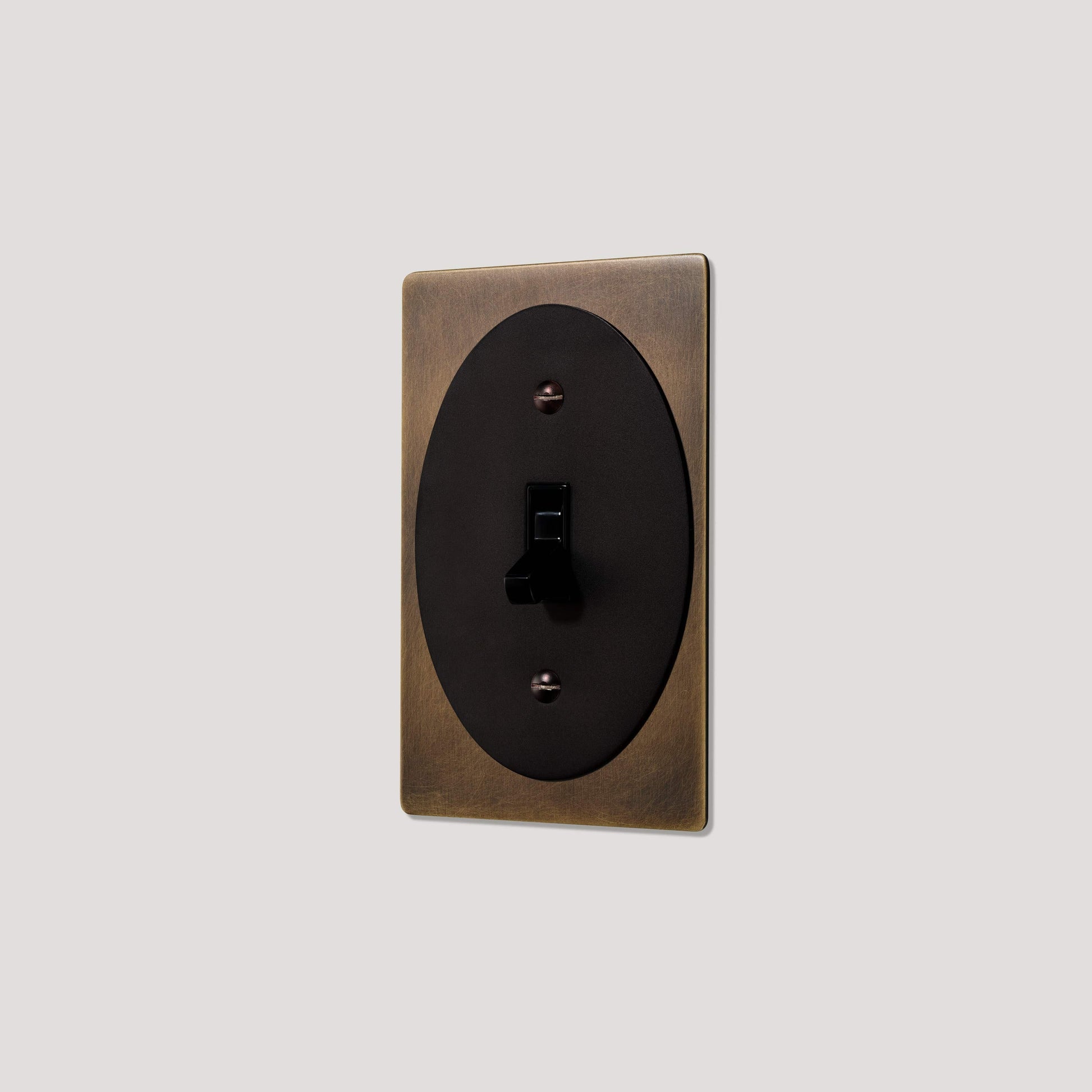 Plank Hardware JASPER 1G Oval Toggle Switch - Antique Brass / Blackened Bronze