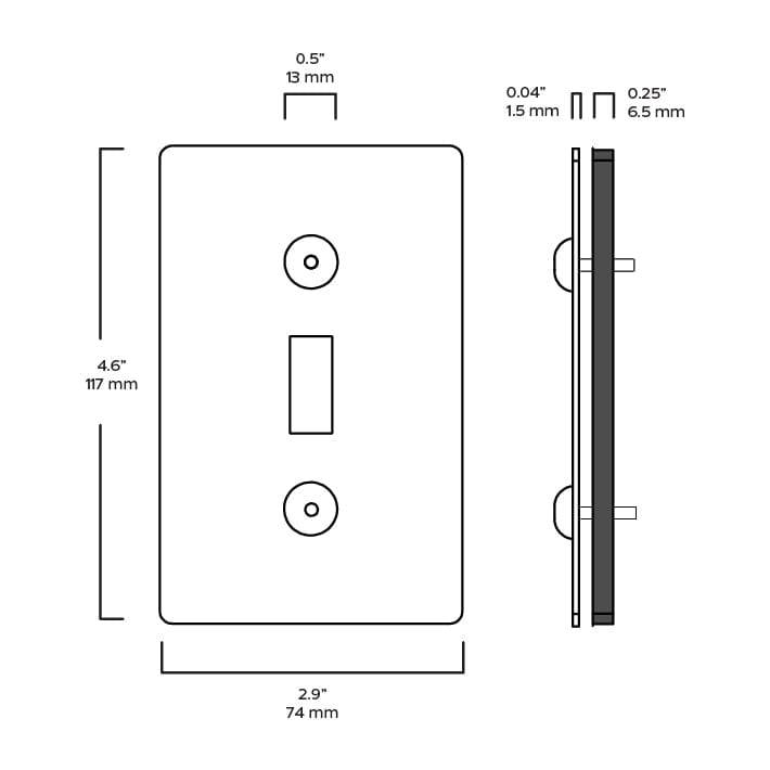 Plank Hardware JASPER 1G Toggle/Dimmer Plate - Polished Nickel