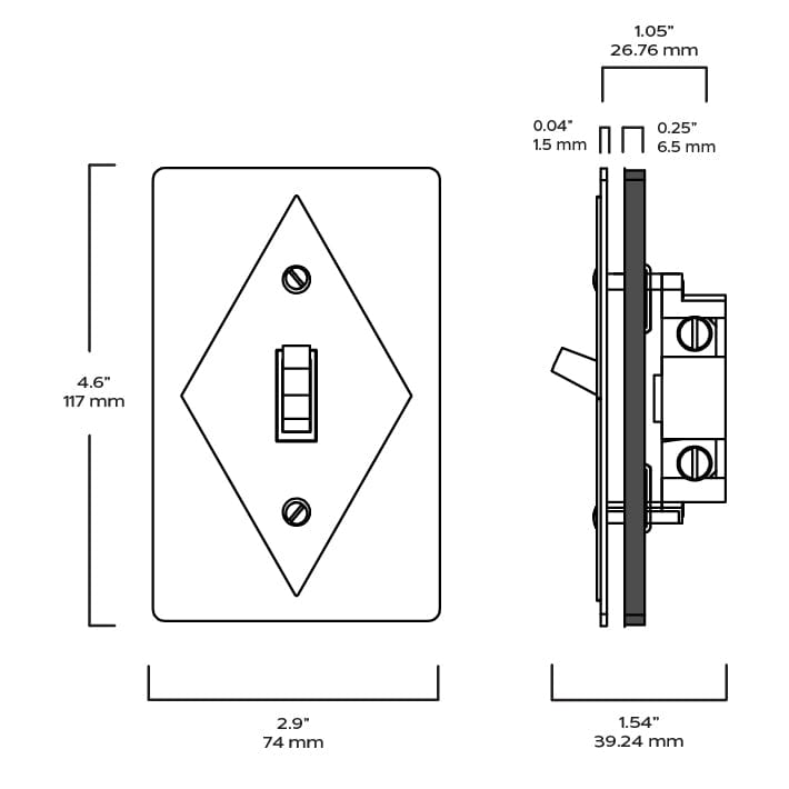 Plank Hardware JASPER 1G Toggle Switch - Brass