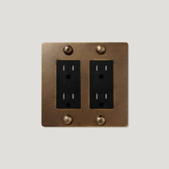 Plank Hardware JASPER 2G 15A Outlet - Antique Brass