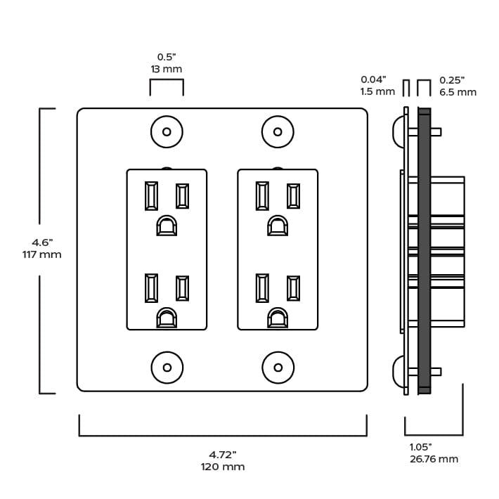Plank Hardware JASPER 2G 15A Outlet - Brass