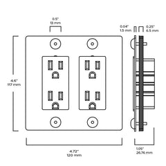 Plank Hardware JASPER 2G 15A Outlet - Brass
