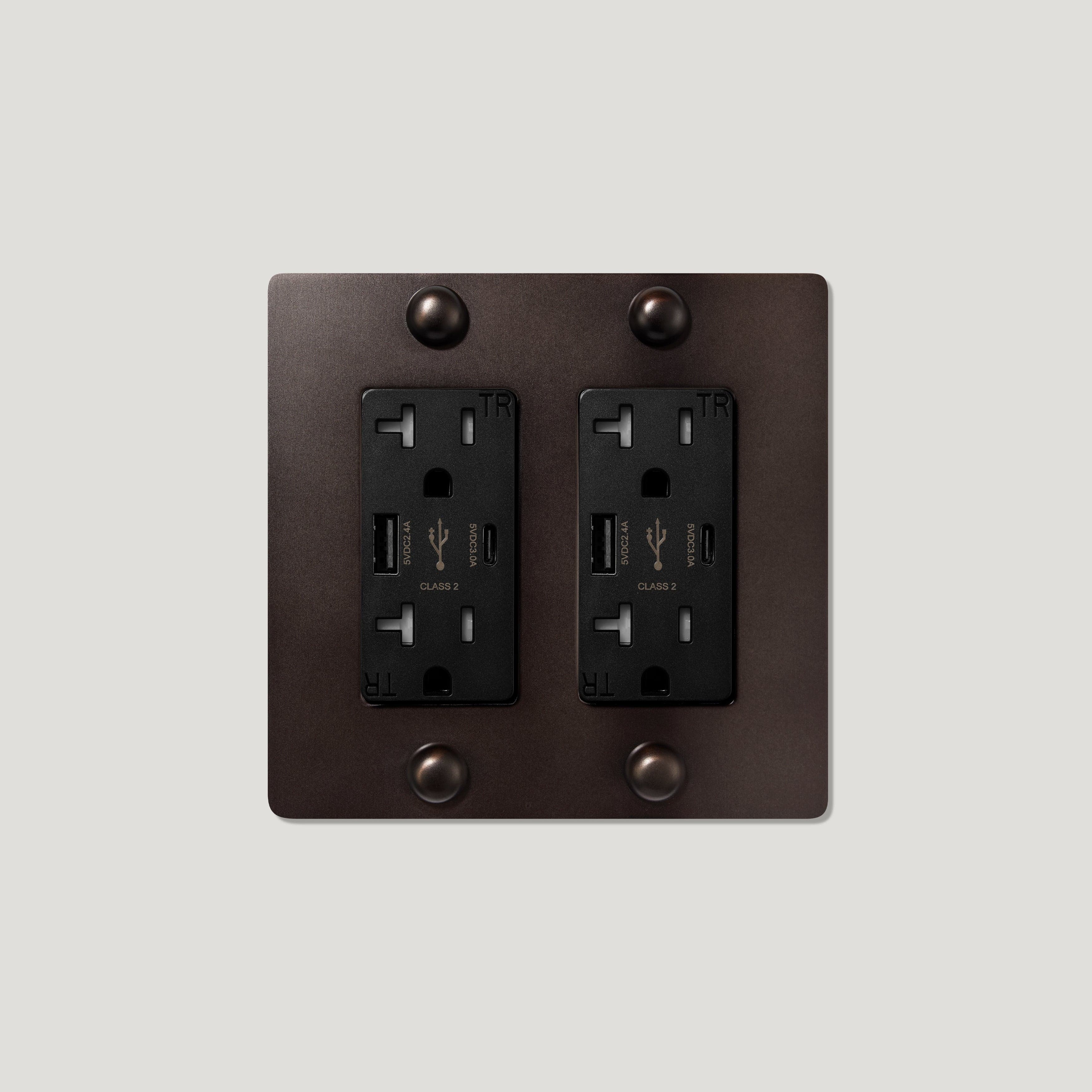 Plank Hardware JASPER 2G 20A USB Outlet - Blackened Bronze