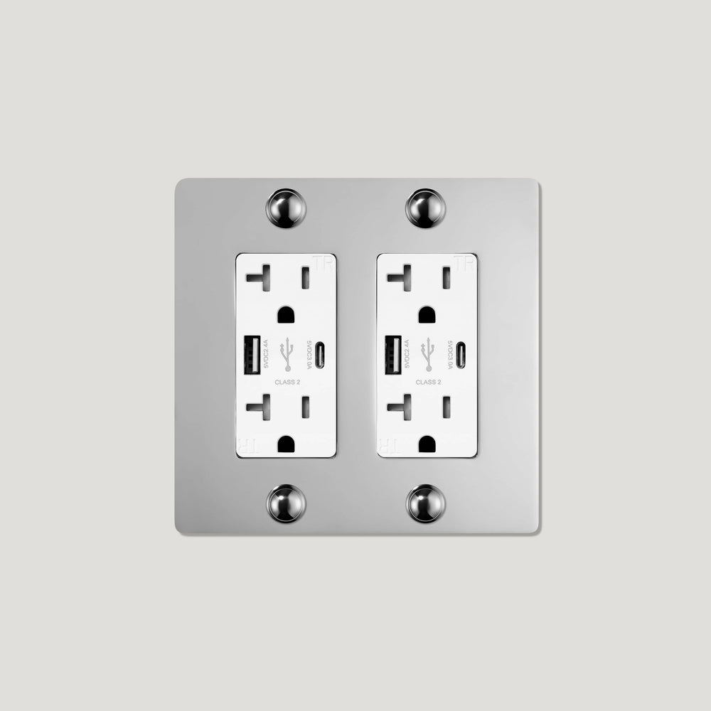 JASPER 2G 20A USB Outlet - Polished Nickel