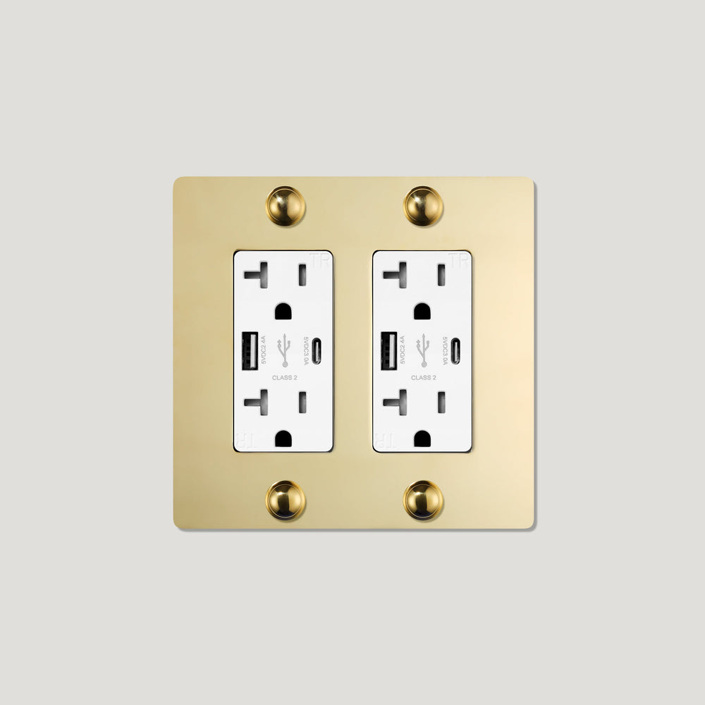 JASPER 2G 20A USB Outlet - Unlacquered Brass