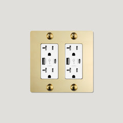 Plank Hardware JASPER 2G 20A USB Outlet - Unlacquered Brass