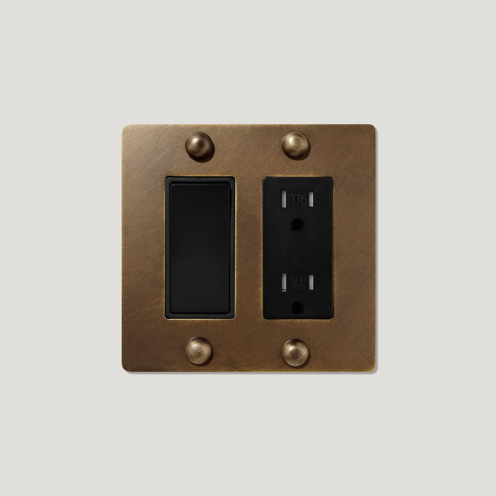 JASPER 2G Rocker Switch & Outlet - Antique Brass