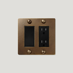 Plank Hardware JASPER 2G Rocker Switch & Outlet - Antique Brass