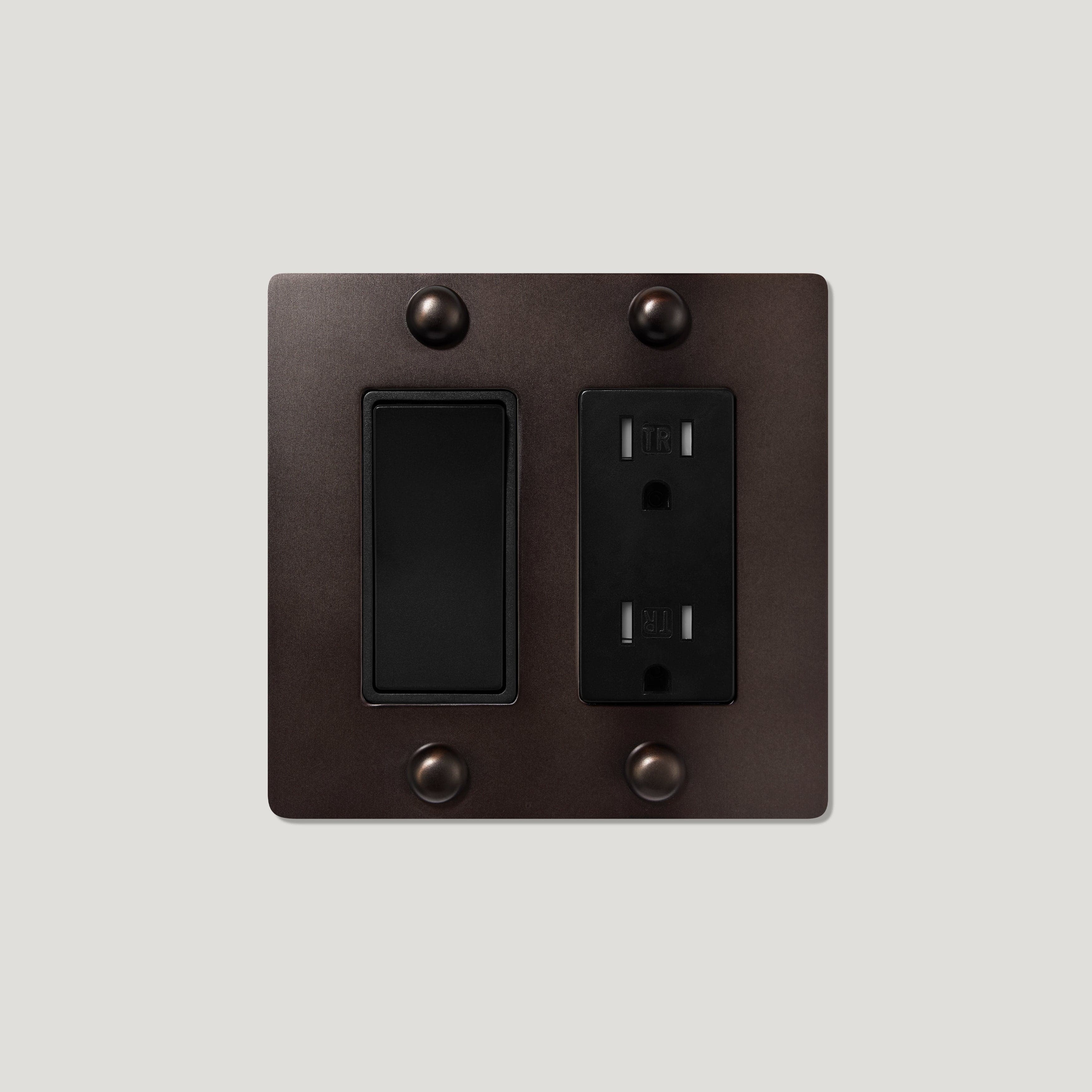 Plank Hardware JASPER 2G Rocker Switch & Outlet - Blackened Bronze