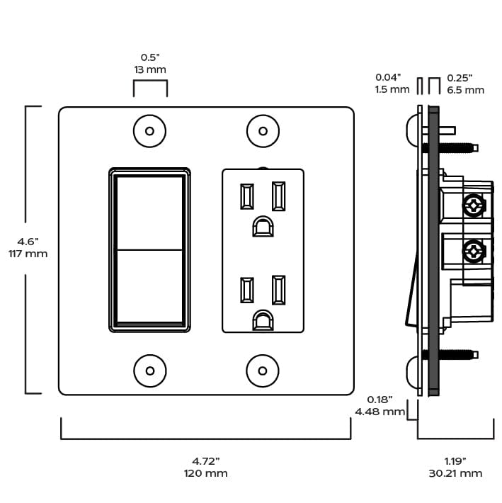 Plank Hardware JASPER 2G Rocker Switch & Outlet - Brass