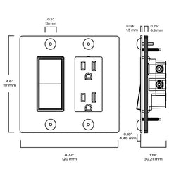 Plank Hardware JASPER 2G Rocker Switch & Outlet - Polished Nickel