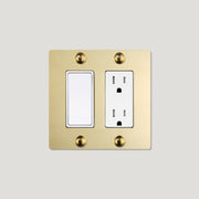 Plank Hardware JASPER 2G Rocker Switch & Outlet - Unlacquered Brass