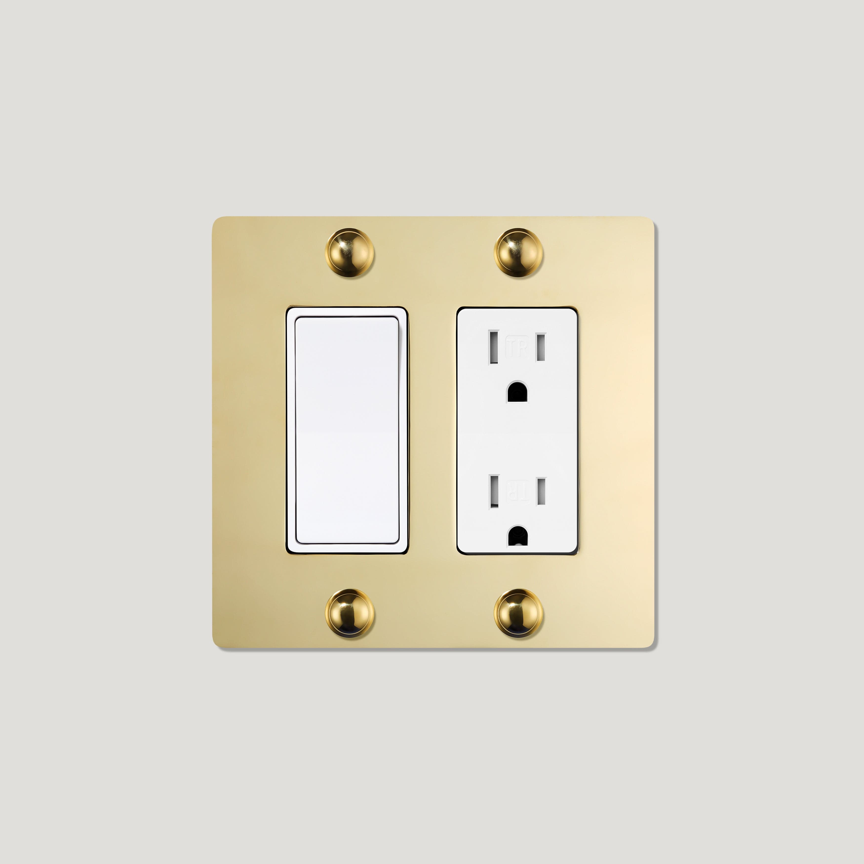Plank Hardware JASPER 2G Rocker Switch & Outlet - Unlacquered Brass