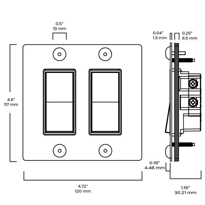 Plank Hardware JASPER 2G Rocker Switch - Polished Nickel