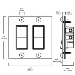 Plank Hardware JASPER 2G Rocker Switch - Polished Nickel