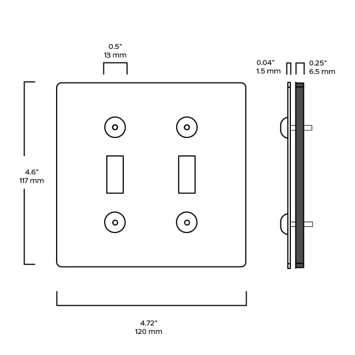 Plank Hardware JASPER 2G Toggle/Dimmer Plate - Unlacquered Brass