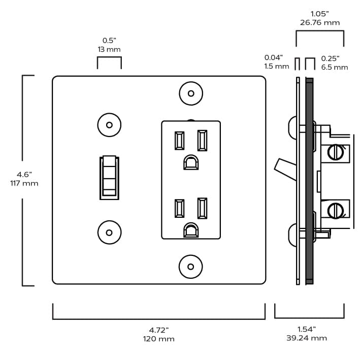 Plank Hardware JASPER 2G Toggle Switch & Outlet - Polished Nickel