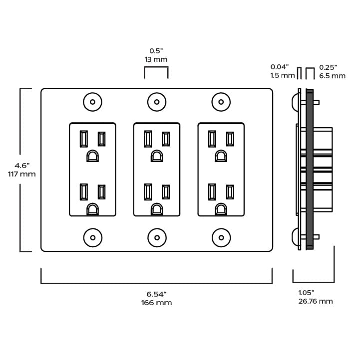 Plank Hardware JASPER 3G 15A Outlet - Brass