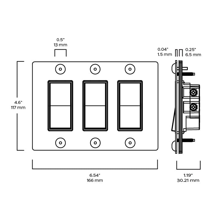 Plank Hardware JASPER 3G Rocker Switch - Antique Brass
