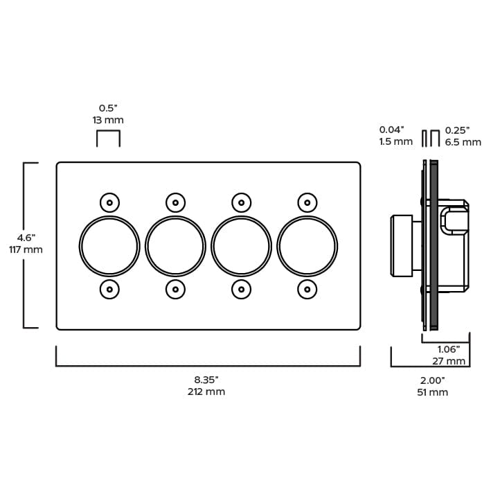 Plank Hardware JASPER 4G Dimmer Switch - Polished Nickel
