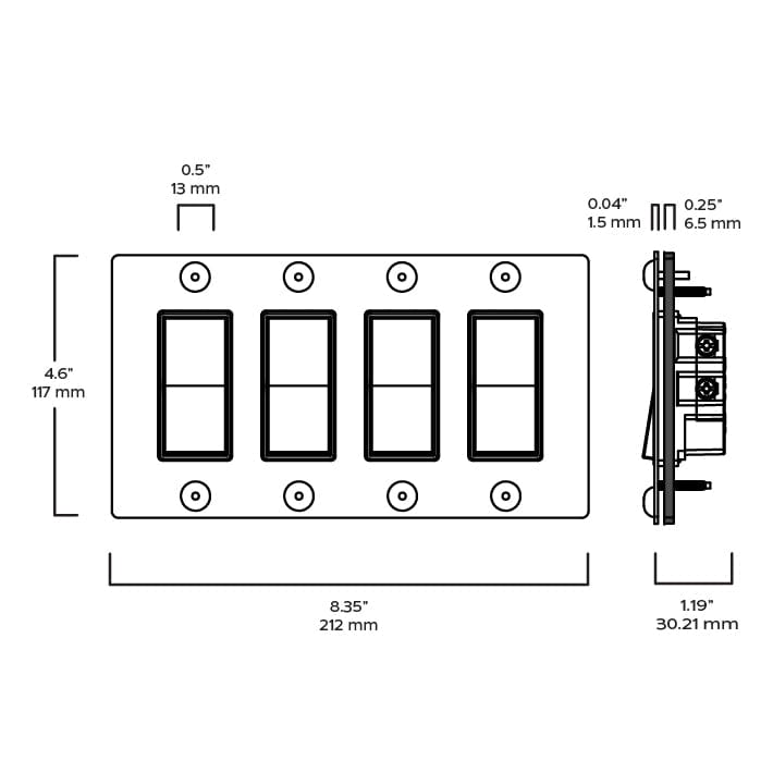 Plank Hardware JASPER 4G Rocker Switch - Polished Nickel