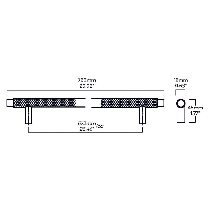 Plank Hardware KEPLER Heavyweight Knurled Appliance Pull - Black