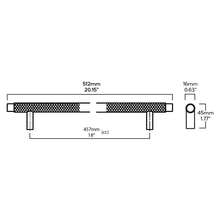 Plank Hardware KEPLER Knurled Appliance Pull - Brass
