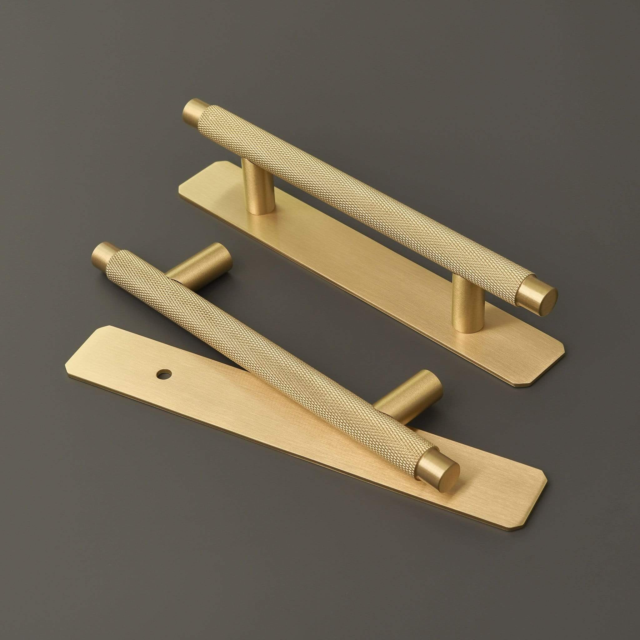 Brass Knurled Cabinet Pull with Backplate