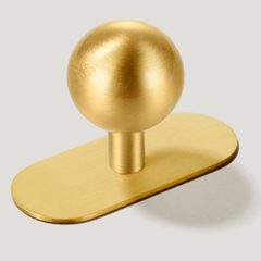 Plank Hardware Knob with Backplate BOBBIN Rounded Knob - Brass