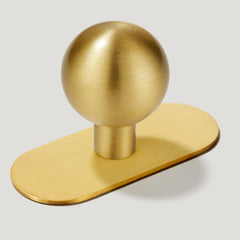 Plank Hardware Knob with Backplate BOBBIN Rounded Knob - Brass