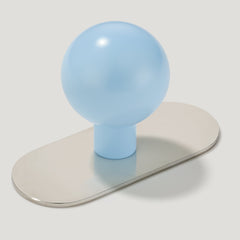Plank Hardware Knob with Backplate BOBBIN Rounded Knob - Light Blue