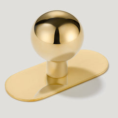 Plank Hardware Knob with Backplate BOBBIN Rounded Knob - Unlacquered Brass
