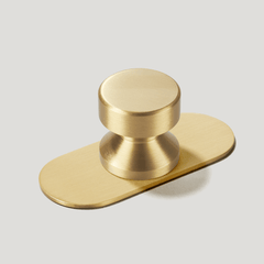 Plank Hardware Knob with Backplate FELIX Round Cabinet Knob - Brass