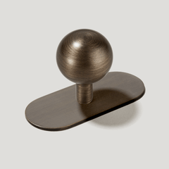 Plank Hardware Knob with Backplate HALLEY Ball Cabinet Knob - Antique Brass