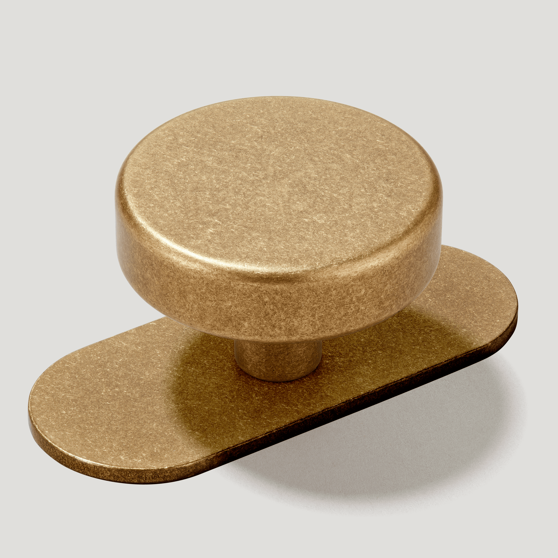 Plank Hardware Knob with Backplate HUDSON Shaker Cabinet Knob - Aged Brass