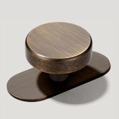 Plank Hardware Knob with Backplate HUDSON Shaker Cabinet Knob - Antique Brass
