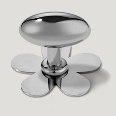 Plank Hardware Knob with Flower Backplate PEYTON Oval Cabinet Knob - Polished Nickel