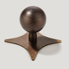 Plank Hardware Knob with Star Backplate HALLEY Ball Cabinet Knob - Antique Brass