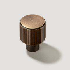 Plank Hardware LENNON Grooved Button Cabinet Knob - Antique Brass