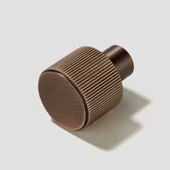 BECKER Grooved Cabinet Knob - Antique Brass