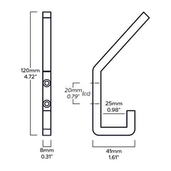 Plank Hardware LEVI  Square Hook - Antique Brass