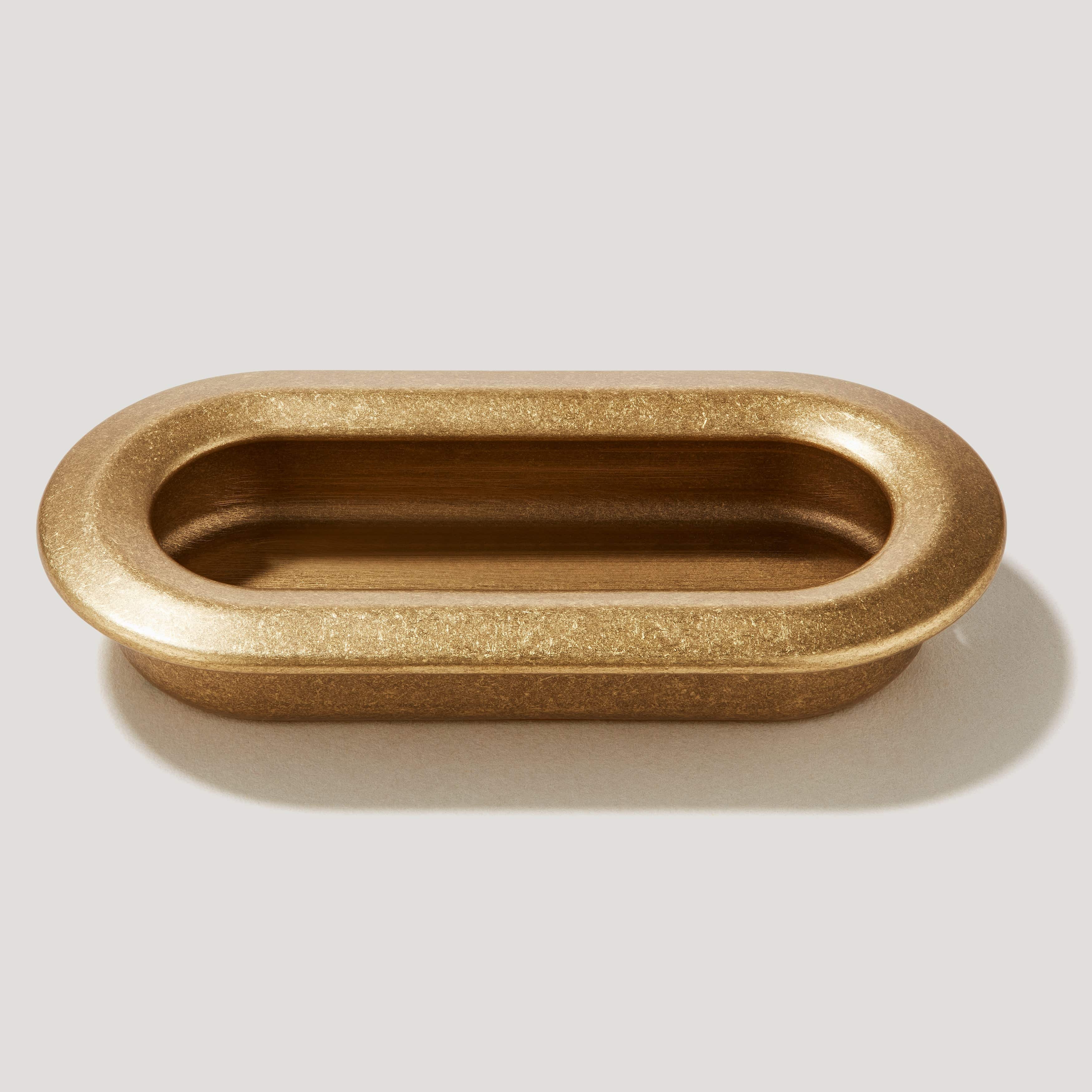 Plank Hardware OLMO Oval Recessed Pull - Aged Brass