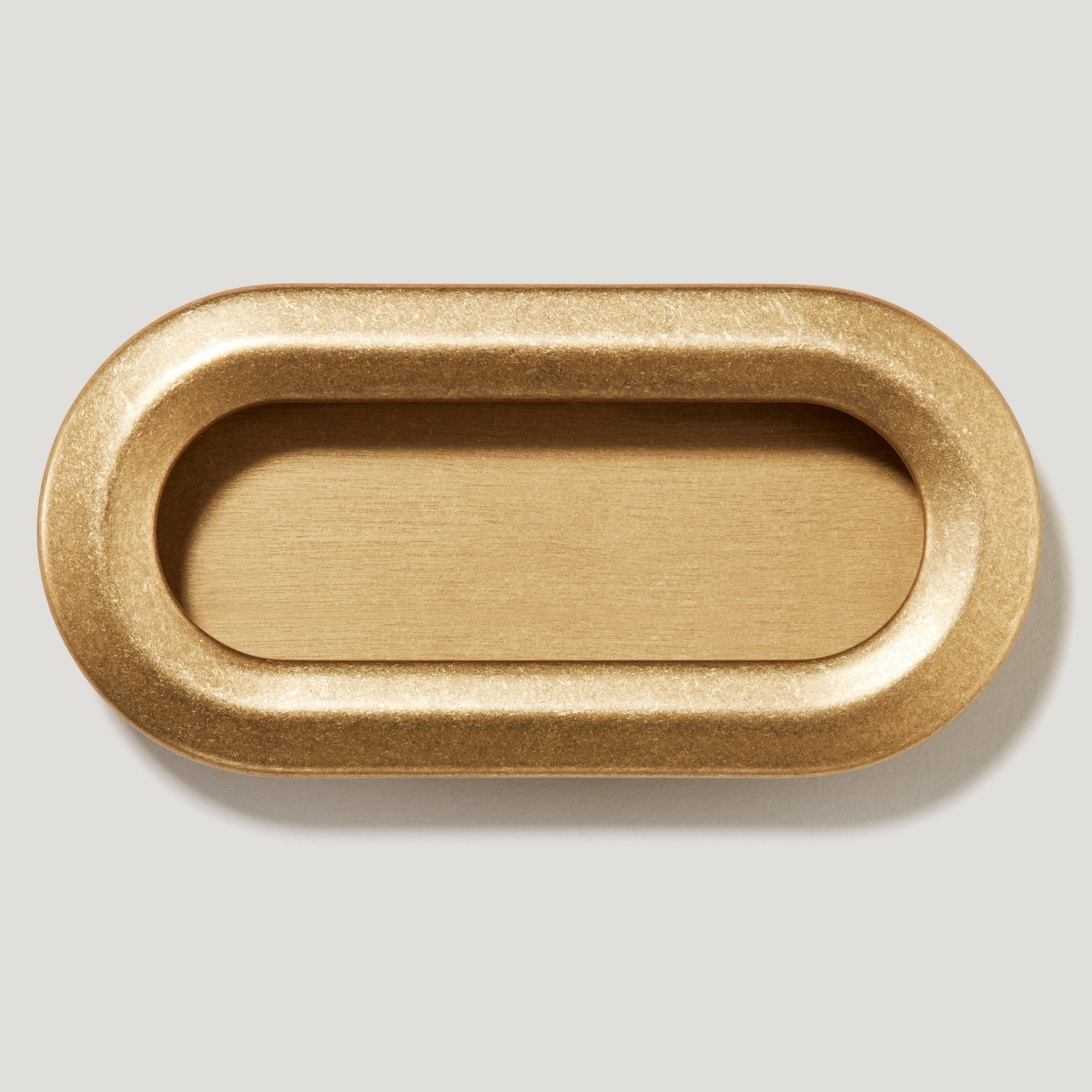 Plank Hardware OLMO Oval Recessed Pull Handle - Aged Brass
